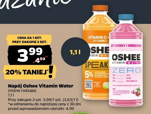 Napój Vitamin Water, różne rodzaje promocja w Netto