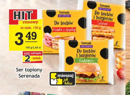 Ser topiony Serenada Do tostów i burgerów Salami promocja w Gram Market