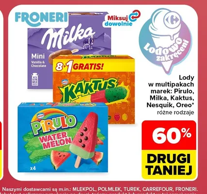 Lody Pirulo Water Melon 4-pak promocja w Carrefour Market