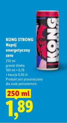 Napój energetyczny zero Kong Strong granat-śliwka promocja w Lidl