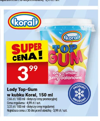 Lody Top-Gum w kubku o smaku gumy balonowej promocja w Twój Market