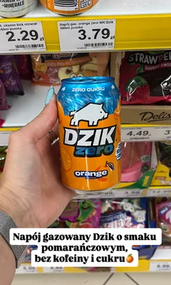 Napój gazowany Dzik Zero Orange promocja w Dino