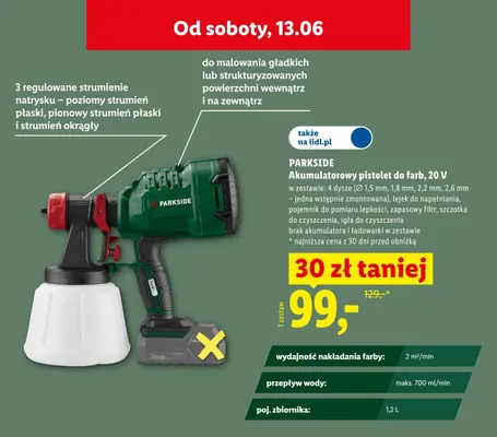 Akumulatorowy pistolet do farb PARKSIDE 20V promocja w Lidl