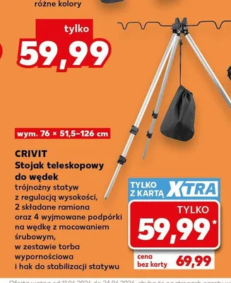 Stojak teleskopowy do wędek Crivit promocja w Kaufland