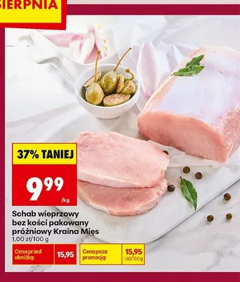 Schab wieprzowy bez kości pakowany próżniowo Kraina Mięs promocja w Biedronka