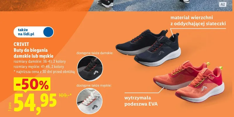 Buty do biegania męskie CRIVIT promocja w Lidl