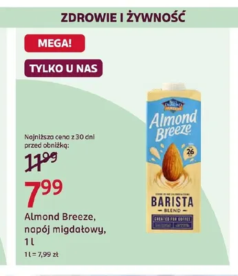 Napój migdałowy Almond Breeze promocja w Rossmann