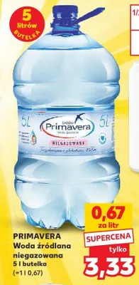 Woda źródlana niegazowana Primavera promocja w Kaufland