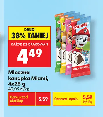 Mleczna kanapka Miami 4-pak promocja w Biedronka