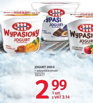 Jogurt śmietankowy Wypasiony Mlekovita 200 g wszystkie smaki promocja w Selgros