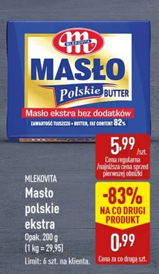 Masło polskie ekstra Mlekovita promocja w Aldi