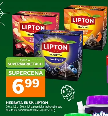 Herbata ekspresowa piramidka blue fruits Lipton promocja w Stokrotka