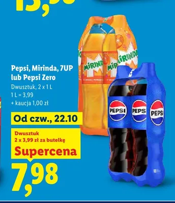 Napój gazowany Pepsi 2-pak 1 l promocja w Lidl