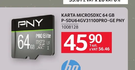 Karta microSDXC 64GB P-SDU64GV31100PRO-GE Pny promocja w Selgros
