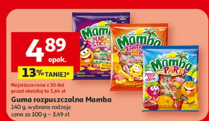 Guma rozpuszczalna Mamba promocja w Auchan