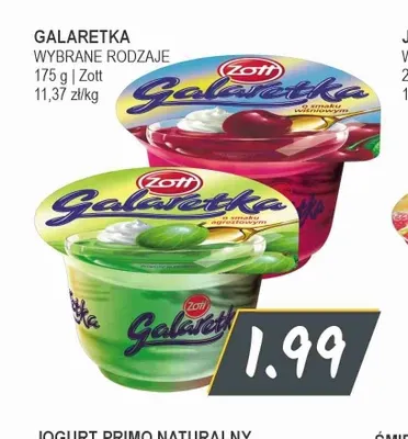 Galaretka o smaku wiśniowym Zott promocja w Słoneczko