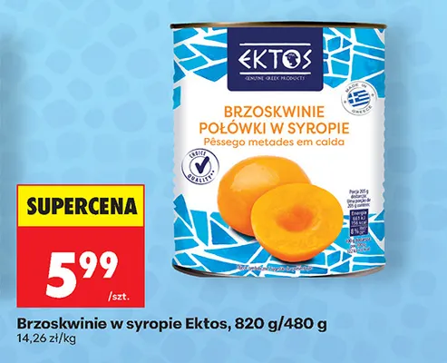 Brzoskwinie w syropie Ektos promocja w Biedronka