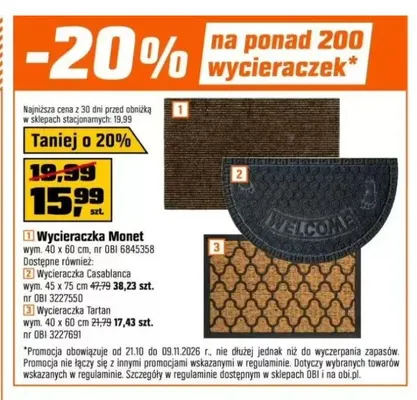 Wycieraczka Tartan 40x60 cm promocja w OBI