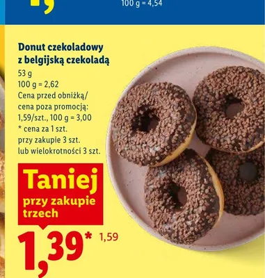 Donut czekoladowy z belgijską czekoladą promocja w Lidl