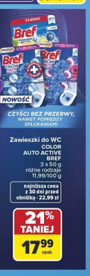Zawieszki do WC Bref Color Auto Active 3-pak promocja w Carrefour