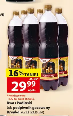 Podpiwnik gazowany Krynka 6-pak 1,5l promocja w Auchan