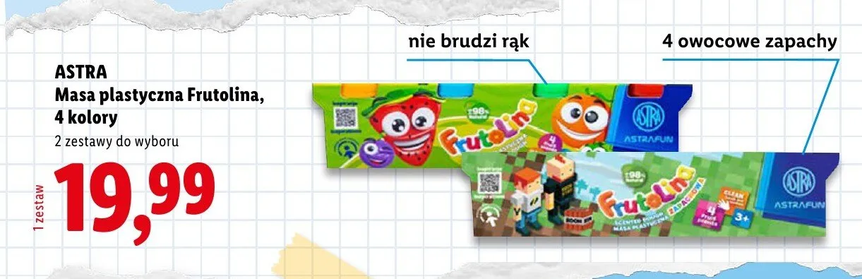 Masa plastyczna Frutolina Astra 4 kolory promocja w Lidl