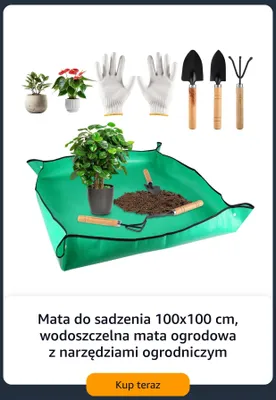 Mata do sadzenia 100x100 cm wodoszczelna mata ogrodowa z narzędziami ogrodniczymi promocja w Amazon