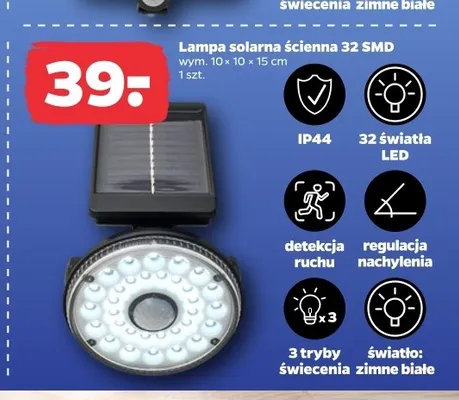 Lampa solarna ścienna 32 SMD promocja w Netto