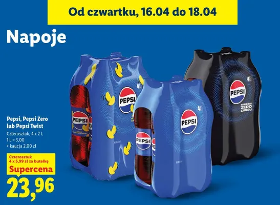 Napój Pepsi, czterosztak promocja w Lidl
