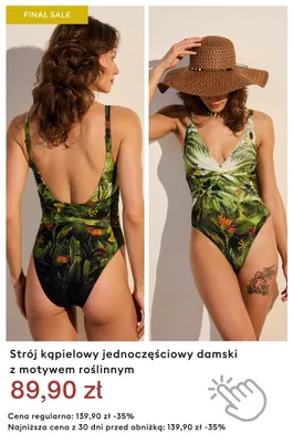 Strój kąpielowy jednoczęściowy damski z motywem roślinnym promocja w Medicine