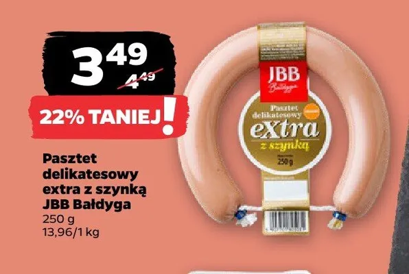 Pasztet delikatesowy extra z szynką JBB Bałdyga promocja w Netto