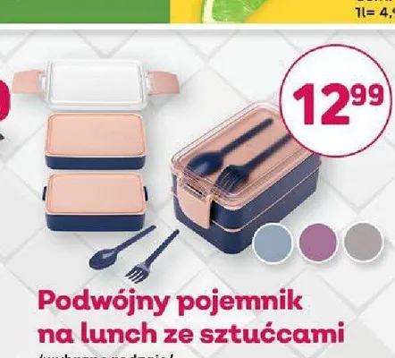 Podwójny pojemnik na lunch ze sztućcami Ravi promocja w Bliski
