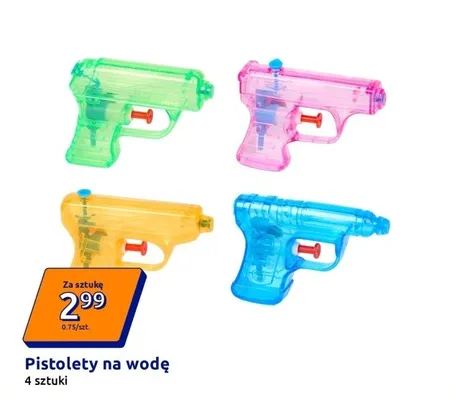 Pistolety na wodę 4 sztuki promocja w Action