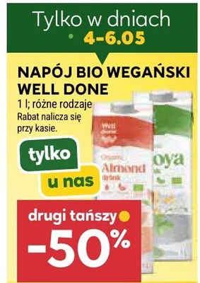 Napój bio wegański Well Done promocja w Stokrotka