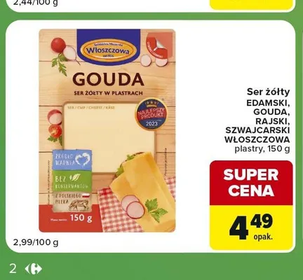 Ser żółty Rajski plastry Włoszczowa promocja w Carrefour Express