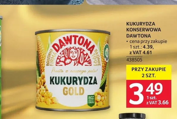 Kukurydza konserwowa Dawtona promocja w Selgros
