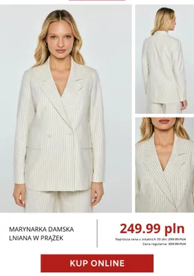 Marynarka damska lniana w prążek Big Star promocja w BIG STAR