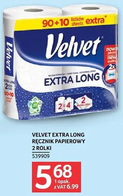 Velvet Extra Long ręcznik papierowy 2 rolki promocja w Selgros