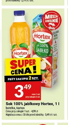 Sok 100% jabłkowy Hortex butelka promocja w Twój Market