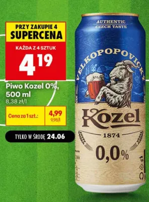 Piwo bezalkoholowe Kozel promocja w Biedronka