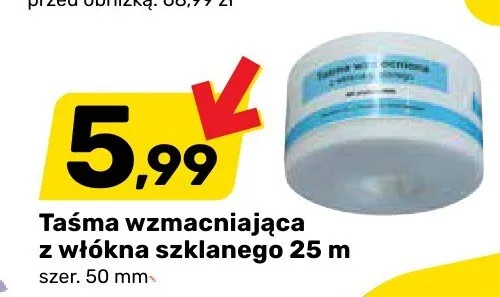 Taśma wzmacniająca z włókna szklanego 25m szer. 50mm promocja w Bricomarche
