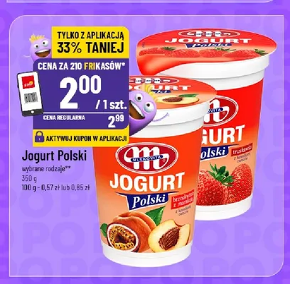 Jogurt Polski brzoskwinia z marakują Mlekovita promocja w POLOmarket