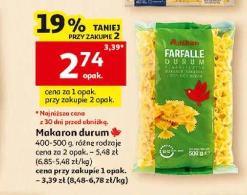 Makaron durum Auchan promocja w Auchan
