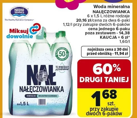 Woda mineralna Nałęczowianka różne rodzaje promocja w Carrefour Market