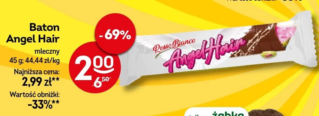 Baton mleczny Rosso Bianco Angel Hair promocja w Żabka