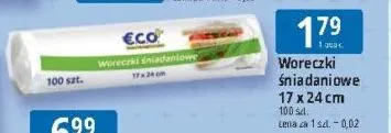 Woreczki śniadaniowe Eco+ 17x24 cm promocja w Leclerc