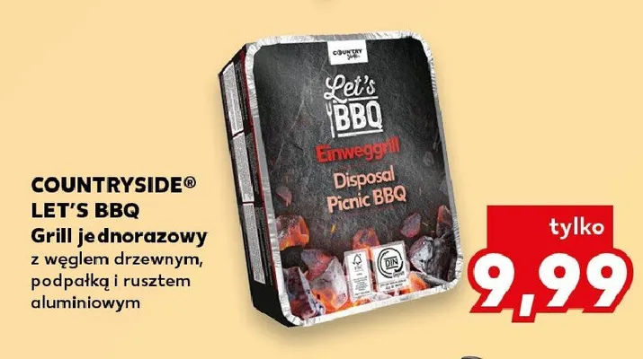 Grill jednorazowy COUNTRYSIDE LET'S BBQ promocja w Kaufland