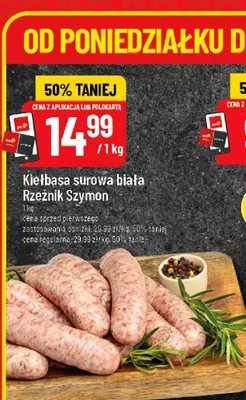 Kiełbasa surowa biała Rzeźnik Szymon promocja w POLOmarket