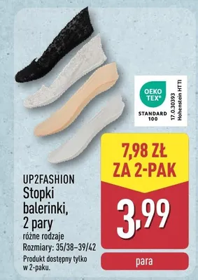 Stopki balerinki UP2FASHION 2 pary promocja w Aldi