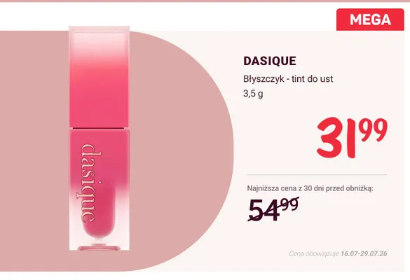 Błyszczyk - tint do ust Dasique promocja w Rossmann